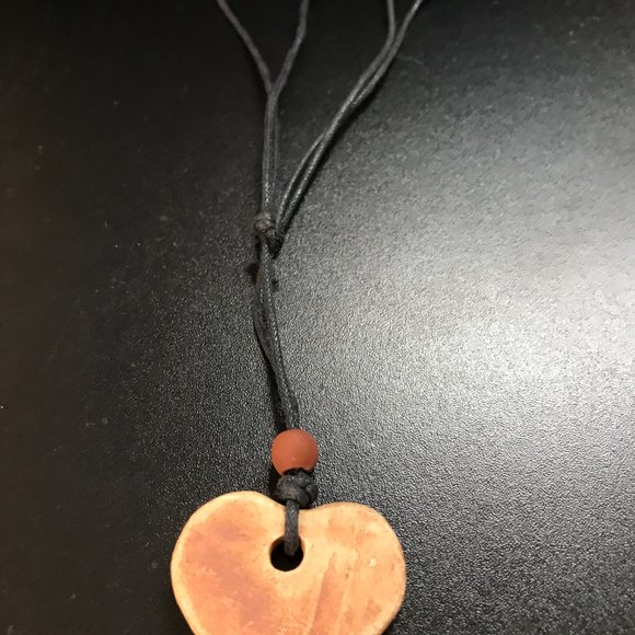 16-28" Long Brown Cord Necklace with Ceramic Focal Bead - Picture 3 of 3